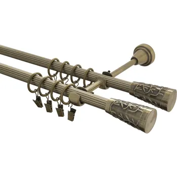 Garnýž kovová 400 cm rýhovaná dvouřadá - dvojitá 16 Sevilla double mosaz