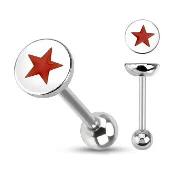 Piercing Šperky4U Piercing do jazyku - červená hvězda - PJ01044