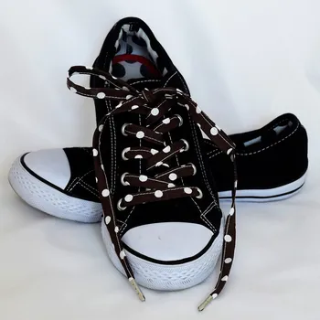 Tkaničky do bot TKANIČKY puntíky na hnědé (Ze 100% bavlny)