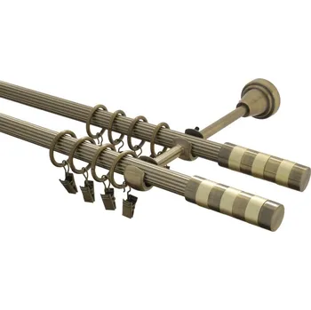 Garnýž kovová 240 cm rýhovaná dvouřadá - dvojitá 16 Sigma double mosaz