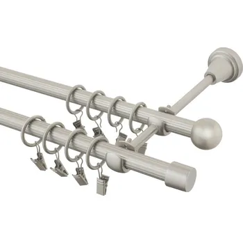 Garnýž Garnýž kovová 160 cm rýhovaná dvouřadá - dvojitá 16 Válec chrom mat