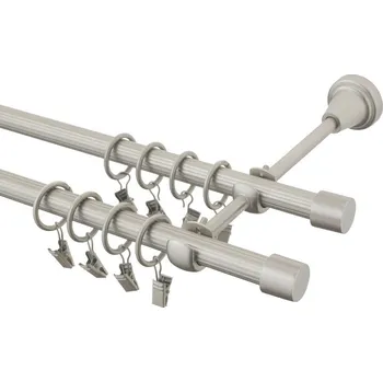 Garnýž Garnýž kovová 240 cm rýhovaná dvouřadá - dvojitá 16 Válec double chrom mat