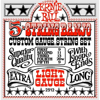 Ernie Ball Light 5-String Loop End Stainless Steel Banjo Guitar Strings
