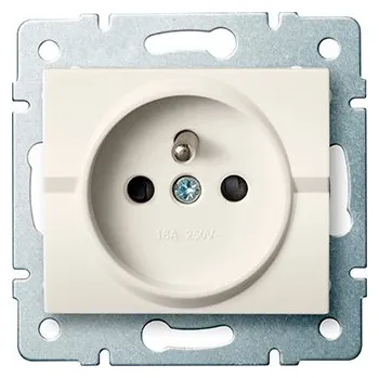 Elektrická zásuvka Kanlux Logi zásuvka jednonásobná s clonkami krémová 25149