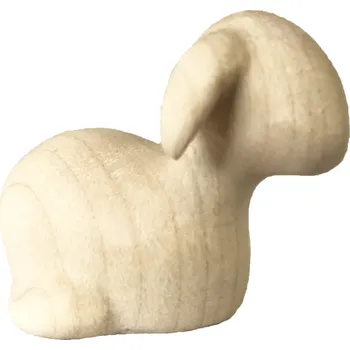 Vánoční dekorace Ornatis Jehně ležící se Provedení: Přírodní bez malování, Velikost stojících figur dospělých postav: 12 cm Dřevěná vyřezávaná socha Jehněte hledící doleva