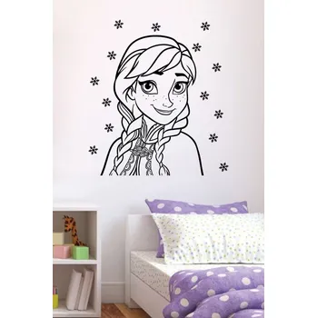 Samolepící dekorace Samolepka na zeď Anna + vločky (dekorace na zeď)