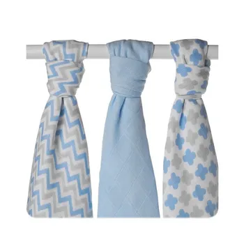 XKKO Bambusové pleny 70 x 70 cm 3 ks, Scandinavian Baby Blue Mix