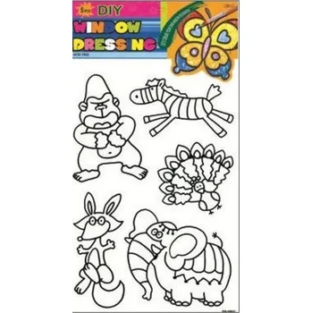 Výtvarná barva Předlohy na malování na sklo s vyvýšenou konturou zvířátka 30x21cm zebra