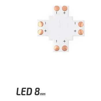 LED osvětlení BERGE Spojka pro LED pásky - X - CN20 - 8mm - 2pin - SMD 3528, 2835, 3014 60118
