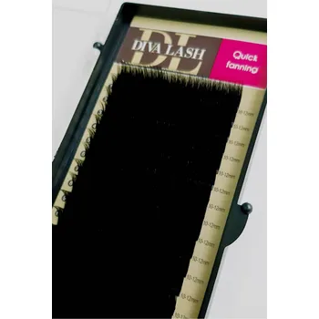 Umělé řasy Diva LASHES Quick Fanning D 0,05 mm pro rychlé tvoření objemových vějířků Délka řas: 14 mm
