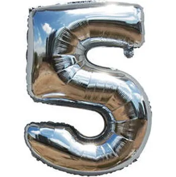 Balónek Fóliový balónek stříbrný číslo 5 - 82 cm (4514)