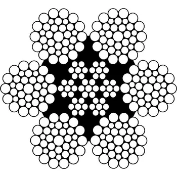 Lany Šestipramenné nerezové lano 6x36WS - IWRC Lano - průměr: 12 mm