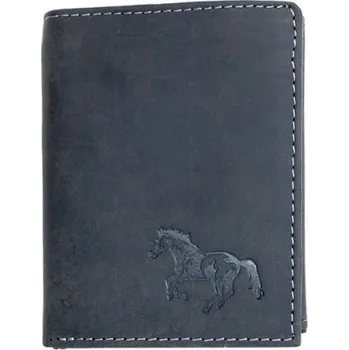 Peněženka Kožená šedohnědá peněženka s koněm z pevné hovězí kůže