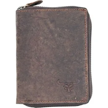 Peněženka Kožená peněženka s býkem dokola na kovový zip