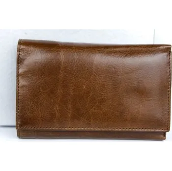 Peněženka Hnědá kožená peněženka z pevné kůže bez značek a nápisů