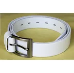 Pánský bílý kožený opasek. Šířka 32 mm, délka 130 cm
