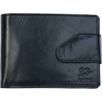 Peněženka FLW Větší černá pánská kožená pánská peněženka se sponou Černá