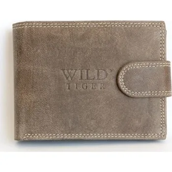 Peněženka Kožená hnědá peněženka Wild Tiger z pevné hovězí kůže
