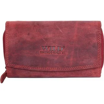 Peněženka Kožená červená peněženka Wild things only z bytelné pravé kůže