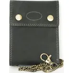 Celokožená tmavě šedá peněženka Wild s 45 cm dlouhým řetězem a karabinkou