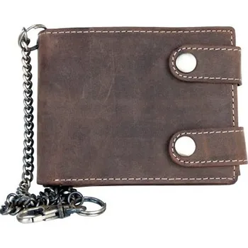 Peněženka Kožená peněženka se dvěma upínkami a 30 cm dlouhým kovovým řetězem a karabinkou