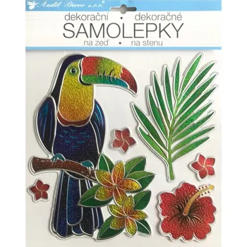 Samolepící dekorace Samolepka na zeď - prostorová třpytivá - Tukan - 25 x 31 cm -&nbsp;10442