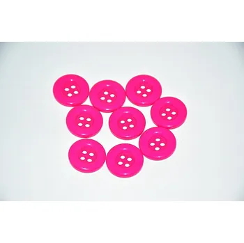 Knoflík Knoflík plastový čtyřdírkový 18mm zářivá růžová
