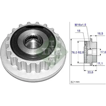 Alternátor Předstihová spojka INA 535 0118 10