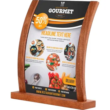 Curved Menu Holder A4 - Tmavě hnědý