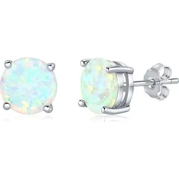 Náušnice Stříbrné puzetové náušnice s bílým opálem