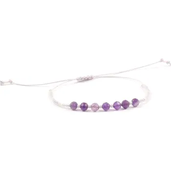 Náramek Moni náramek šedá šňůrka s ametystem