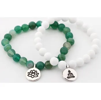Souprava šperků Sada náramků zelený achát