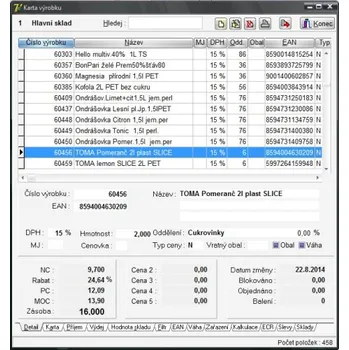 Informační tabulka SW J2-sklad