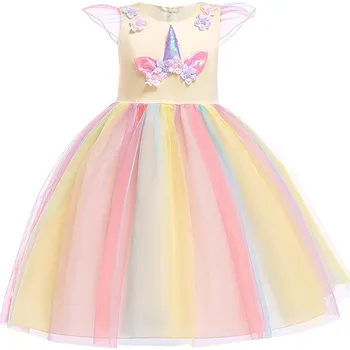 Dámské šaty Unicorn (Jednorožci) "Unicorn" šaty s bohatou duhovou sukní Věk: 10T, Barva: Žlutá