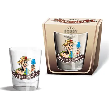 Sklenice Nekupto Hobby skleněný dárkový panák Nejlepší zahradník 40 ml