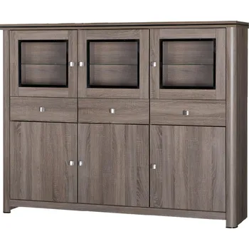 Komoda Komoda s vitrínou MERKUR ME-6, v hnědé, 181 x v.148 x 45 cm