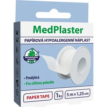 Náplast MedPlaster Papírová hypoalergenní náplast 1,25 cm x 5 m