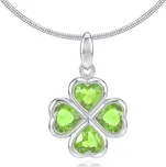 Stříbrný přívěsek čtyřlístek se zelenými zirkony JJJP0085P