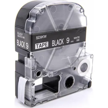 Pásek do tiskárny Epson LC-SD9KW, 9mm x 8m, bílý tisk / černý podklad, kompatibilní páska