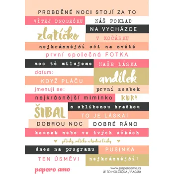 samolepka Papero amo - Samolepky arch - JE TO HOLČIČKA