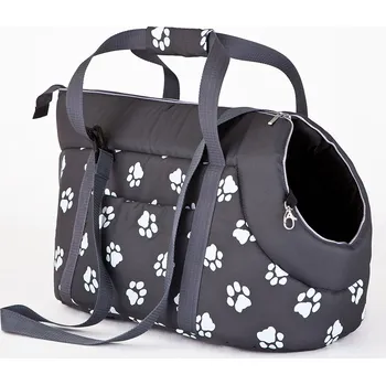 Pelíšek pro psa HobbyDog Taška pro psa cestovní - šedá a packy Velikost: R2 - 25 x 50 cm