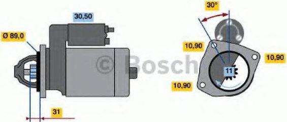 BOSCH 1 986 S00 777 Starter Motor 1,7kW, Self-supporting - View #3