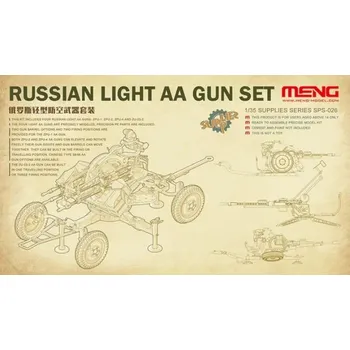 Plastikový model Meng 1/35 Russian Light AA Gun Set 4-in-1 (ZU-23-2, ZPU-1, ZPU-2, ZPU-4)