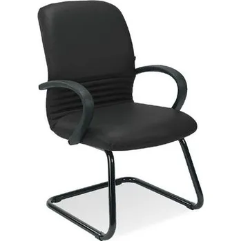 Konferenční křeslo MIRAGE s područkami, potah z kůže - barva černá, podnoží z černého plastu