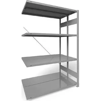 Dílenský regál Zásuvný regál CLIP S3, dvoustranný, V: 2000 mm, 2 x 5 polic 1300 x 400 mm, nosnost 230 kg, šedý, přídavný