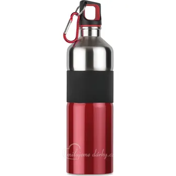 Termohrnek nerezová červená láhev s karabinou na zavěšení