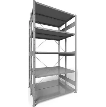 Dílenský regál Zásuvný regál CLIP S3, dvoustranný, V: 2500 mm, 2 x 6 polic 1300 x 500 mm, nosnost 230 kg, šedý, základní