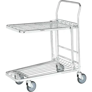 Plošinový vozík Nákupní vozík, pozinkovaný, horní plocha sklopná, nosnost 300 kg, d x š: 860x530 mm