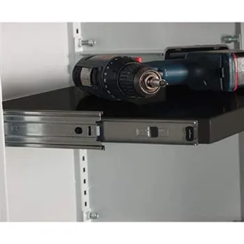 Výsuvná ocelová police, š x h: 1200 x 370 x 28 mm, černá RAL9005