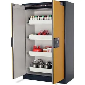Bezpečnostní skříň na chemikálie 90 min., 4 zásuvky, š. 1200 mm, TSA/AGT, dveře žluté